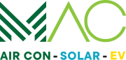 MAC logo for air con, solar, EV solutions.